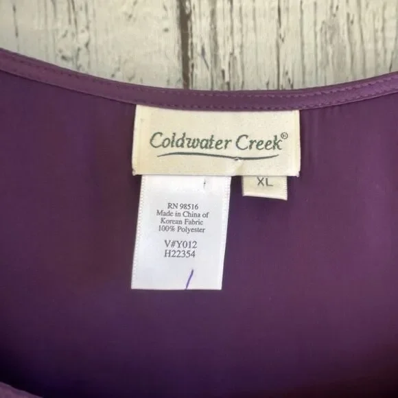 Coldwater Creek Womens Satin Shell Tank Top Shirt XL Shimmer Heavy Purple Dressy - Picture 5 of 8